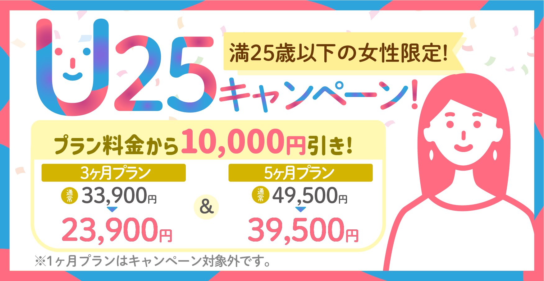 満25歳未満の女性限定キャンペーン、プラン料金から1万円引き